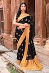 Buy_Naaritva India_Black Crepe, Chiffon, Silk Zari Handwoven Banarasi Saree With Running Blouse _at_Aza_Fashions