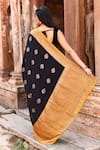 Shop_Naaritva India_Black Crepe, Chiffon, Silk Zari Handwoven Banarasi Saree With Running Blouse _at_Aza_Fashions