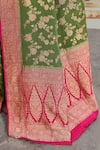Naaritva India_Green Crepe, Chiffon, Silk Handwoven Work Banarasi Saree With Running Blouse _at_Aza_Fashions