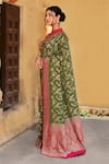 Buy_Naaritva India_Green Crepe, Chiffon, Silk Handwoven Work Banarasi Saree With Running Blouse 
