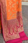 Naaritva India_Orange Crepe, Silk, Chiffon Handwoven Work Banarasi Saree With Running Blouse _at_Aza_Fashions