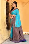 Buy_Naaritva India_Sky Blue Crepe, Chiffon, Silk Zari Handwoven Banarasi Saree With Running Blouse _Online_at_Aza_Fashions