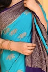 Buy_Naaritva India_Sky Blue Crepe, Chiffon, Silk Zari Handwoven Banarasi Saree With Running Blouse 