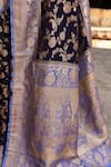 Buy_Naaritva India_Navy Crepe, Chiffon, Silk Blue Handwoven Banarasi Saree With Running Blouse 