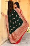 Shop_Naaritva India_Emerald Green Crepe, Chiffon, Handwoven Work Banarasi Saree With Running Blouse _at_Aza_Fashions