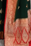 Buy_Naaritva India_Emerald Green Crepe, Chiffon, Handwoven Work Banarasi Saree With Running Blouse 