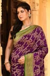 Shop_Naaritva India_Purple Crepe, Silk, Chiffon Zari Handwoven Banarasi Saree With Running Blouse _Online_at_Aza_Fashions