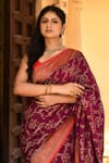 Buy_Naaritva India_Pink Crepe, Chiffon, Handwoven Work Hot Banarasi Saree With Running Blouse 