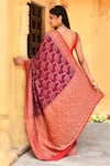 Shop_Naaritva India_Pink Crepe, Chiffon, Handwoven Work Hot Banarasi Saree With Running Blouse _at_Aza_Fashions
