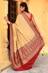 Shop_Naaritva India_Yellow Crepe, Silk, Chiffon Zari Handwoven Banarasi Saree With Running Blouse _at_Aza_Fashions