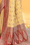 Naaritva India_Yellow Crepe, Silk, Chiffon Zari Handwoven Banarasi Saree With Running Blouse _at_Aza_Fashions