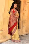 Shop_Naaritva India_Yellow Crepe, Silk, Chiffon Handwoven Work Banarasi Saree With Running Blouse _at_Aza_Fashions