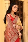 Buy_Naaritva India_Yellow Crepe, Silk, Chiffon Handwoven Work Banarasi Saree With Running Blouse _Online_at_Aza_Fashions
