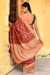 Shop_Naaritva India_Red Crepe, Chiffon, Silk Zari Handwoven Banarasi Saree With Running Blouse _at_Aza_Fashions