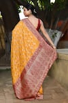 Shop_Naaritva India_Orange Crepe, Chiffon, Silk Handwoven Work Banarasi Saree With Running Blouse _at_Aza_Fashions