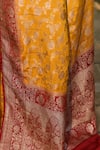 Shop_Naaritva India_Orange Crepe, Chiffon, Silk Handwoven Work Banarasi Saree With Running Blouse _Online_at_Aza_Fashions