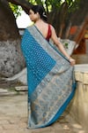 Shop_Naaritva India_Green Crepe, Handwoven Work Peacock Banarasi Saree With Running Blouse _at_Aza_Fashions