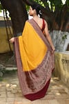 Shop_Naaritva India_Yellow Crepe, Chiffon, Silk Handwoven Work Banarasi Saree With Running Blouse _at_Aza_Fashions