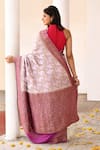 Shop_Naaritva India_Purple Crepe, Chiffon, Silk Handwoven Work Banarasi Saree With Running Blouse _at_Aza_Fashions