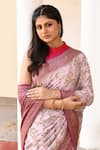 Shop_Naaritva India_Purple Crepe, Chiffon, Silk Handwoven Work Banarasi Saree With Running Blouse _Online_at_Aza_Fashions