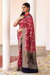 Shop_Naaritva India_Pink Crepe, Chiffon, Handwoven Work Hot Banarasi Saree With Running Blouse _at_Aza_Fashions