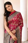 Buy_Naaritva India_Pink Crepe, Chiffon, Handwoven Work Hot Banarasi Saree With Running Blouse _Online_at_Aza_Fashions