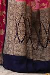 Naaritva India_Pink Crepe, Chiffon, Handwoven Work Hot Banarasi Saree With Running Blouse _at_Aza_Fashions