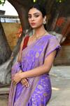 Buy_Naaritva India_Purple Crepe, Chiffon, Silk Zari Handwoven Banarasi Saree With Running Blouse _Online_at_Aza_Fashions