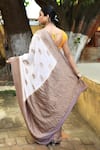 Shop_Naaritva India_Ivory Chiffon, Silk, Crepe Handwoven Zari Banarasi Saree With Running Blouse _at_Aza_Fashions
