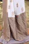 Shop_Naaritva India_Ivory Chiffon, Silk, Crepe Handwoven Zari Banarasi Saree With Running Blouse _Online_at_Aza_Fashions