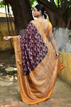 Shop_Naaritva India_Purple Crepe, Silk, Chiffon Zari Handwoven Banarasi Saree With Running Blouse _at_Aza_Fashions