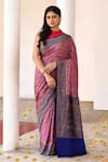 Buy_Naaritva India_Pink Crepe, Silk, Chiffon Handwoven Work Banarasi Saree With Running Blouse _at_Aza_Fashions