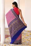Shop_Naaritva India_Pink Crepe, Silk, Chiffon Handwoven Work Banarasi Saree With Running Blouse _at_Aza_Fashions
