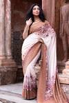 Shop_Naaritva India_Ivory Crepe, Chiffon, Silk Handwoven Banarasi Saree With Running Blouse _Online_at_Aza_Fashions