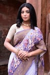 Buy_Naaritva India_Purple Crepe, Silk, Chiffon Zari Handwoven Banarasi Saree With Running Blouse _Online_at_Aza_Fashions