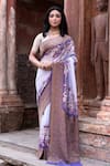 Buy_Naaritva India_Purple Crepe, Silk, Chiffon Zari Handwoven Banarasi Saree With Running Blouse _at_Aza_Fashions