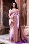 Buy_Naaritva India_Purple Crepe, Silk, Chiffon Zari Handwoven Banarasi Saree With Running Blouse _at_Aza_Fashions