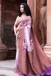 Shop_Naaritva India_Purple Crepe, Silk, Chiffon Zari Handwoven Banarasi Saree With Running Blouse _Online_at_Aza_Fashions