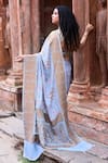 Shop_Naaritva India_Blue Crepe, Silk, Handwoven Work Light Banarasi Saree With Running Blouse _at_Aza_Fashions