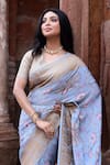 Buy_Naaritva India_Blue Crepe, Silk, Handwoven Work Light Banarasi Saree With Running Blouse 