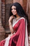 Naaritva India_Maroon Zari Handwoven Banarasi Saree With Running Blouse _Online_at_Aza_Fashions