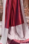 Naaritva India_Maroon Zari Handwoven Banarasi Saree With Running Blouse _at_Aza_Fashions