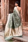 Shop_Naaritva India_Green Zari Handwoven Work Banarasi Saree With Running Blouse _at_Aza_Fashions