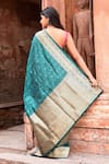 Shop_Naaritva India_Green Zari Handwoven Banarasi Saree With Running Blouse _at_Aza_Fashions