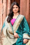 Buy_Naaritva India_Green Zari Handwoven Banarasi Saree With Running Blouse _Online_at_Aza_Fashions