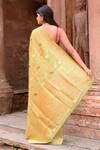 Shop_Naaritva India_Green Zari Handwoven Work Light Banarasi Saree With Running Blouse _at_Aza_Fashions