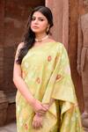 Buy_Naaritva India_Green Zari Handwoven Work Light Banarasi Saree With Running Blouse _Online_at_Aza_Fashions