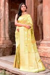 Buy_Naaritva India_Green Zari Handwoven Work Light Banarasi Saree With Running Blouse _at_Aza_Fashions