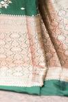Shop_Naaritva India_Emerald Green Zari Handwoven Banarasi Saree With Running Blouse _Online_at_Aza_Fashions