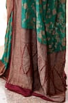 Naaritva India_Teal Crepe, Silk, Chiffon Green Handwoven Banarasi Saree With Running Blouse _at_Aza_Fashions